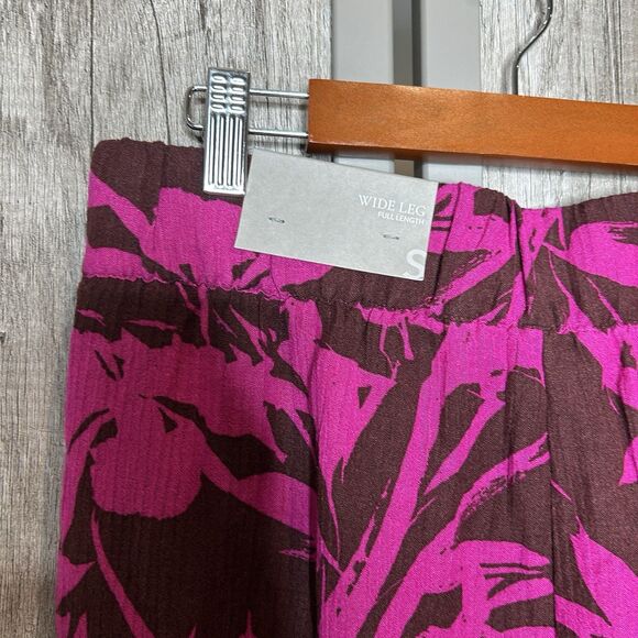 Soft Surroundings Wide Leg Pants S Gauze Tropical Floral Beach Pull On NEW - Picture 5 of 8